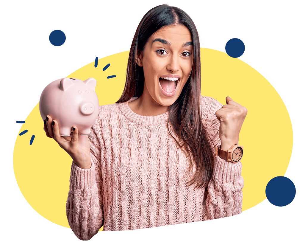 Imagen de chica feliz porque tiene un plan de ahorro con rendimientos
